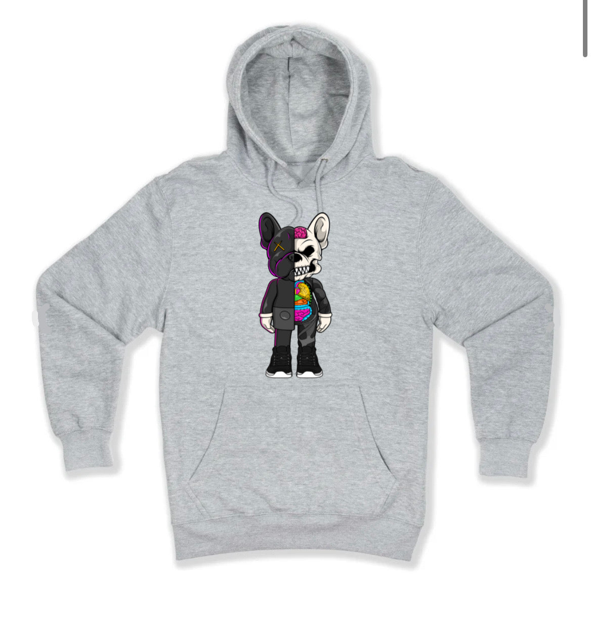 Retro Frenchie Kaws Grey Hoodie