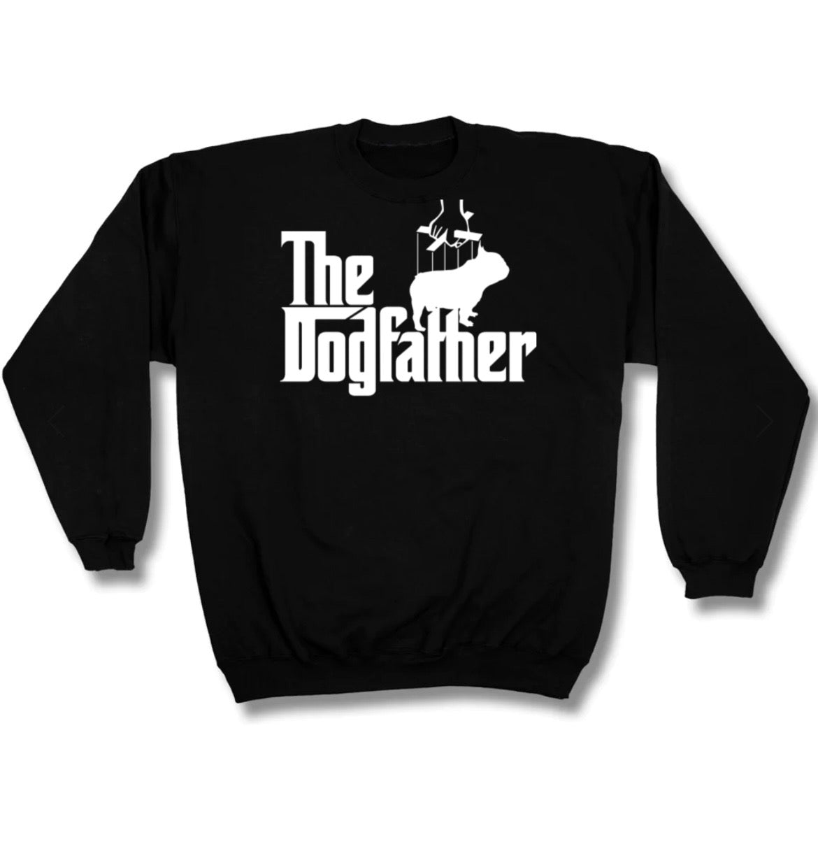 DogFather Black Crewneck (Puppet White Print)