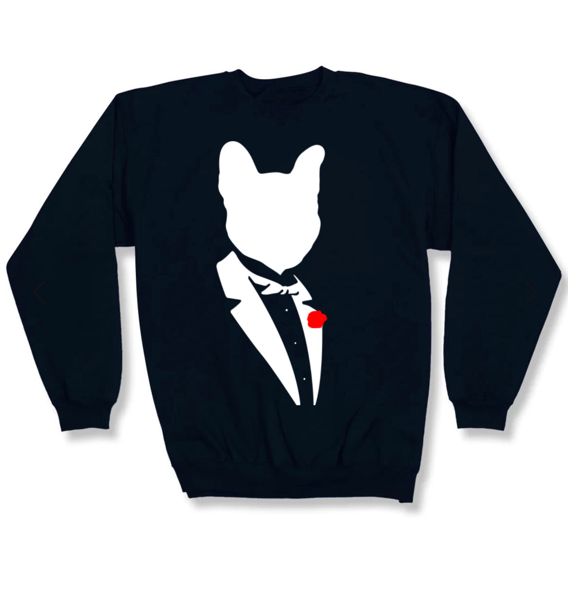 DogFather Blue Crewneck (Tuxedo White Print)