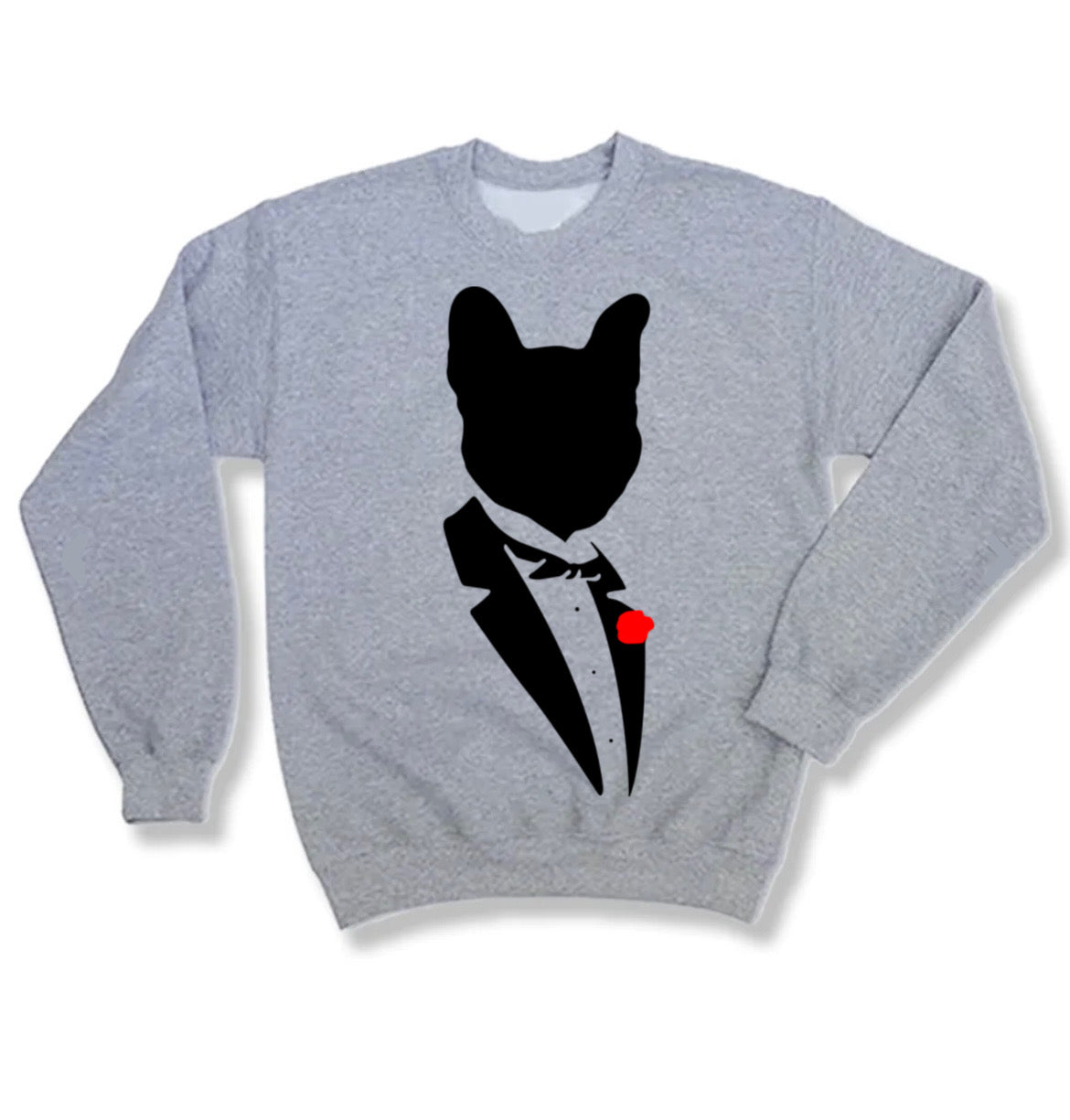 DogFather Grey Crewneck (Tuxedo BLK Print)