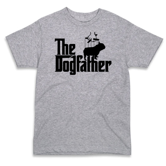 Dog Father Gray Tee-(Puppet Frenchie Blk Print)