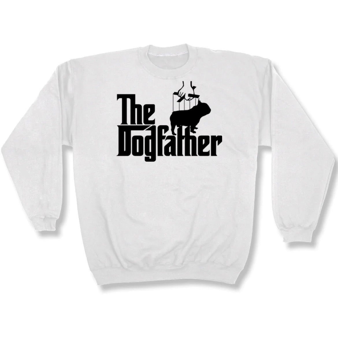 DogFather White Crewneck (Puppet Black Print)